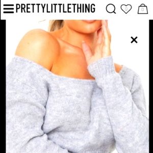 PLT off shoulder Cropped sweater